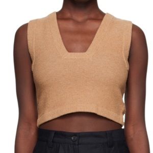 NWT By Malene Birger Tan Wione Cropped Sweater Tank - Sz S